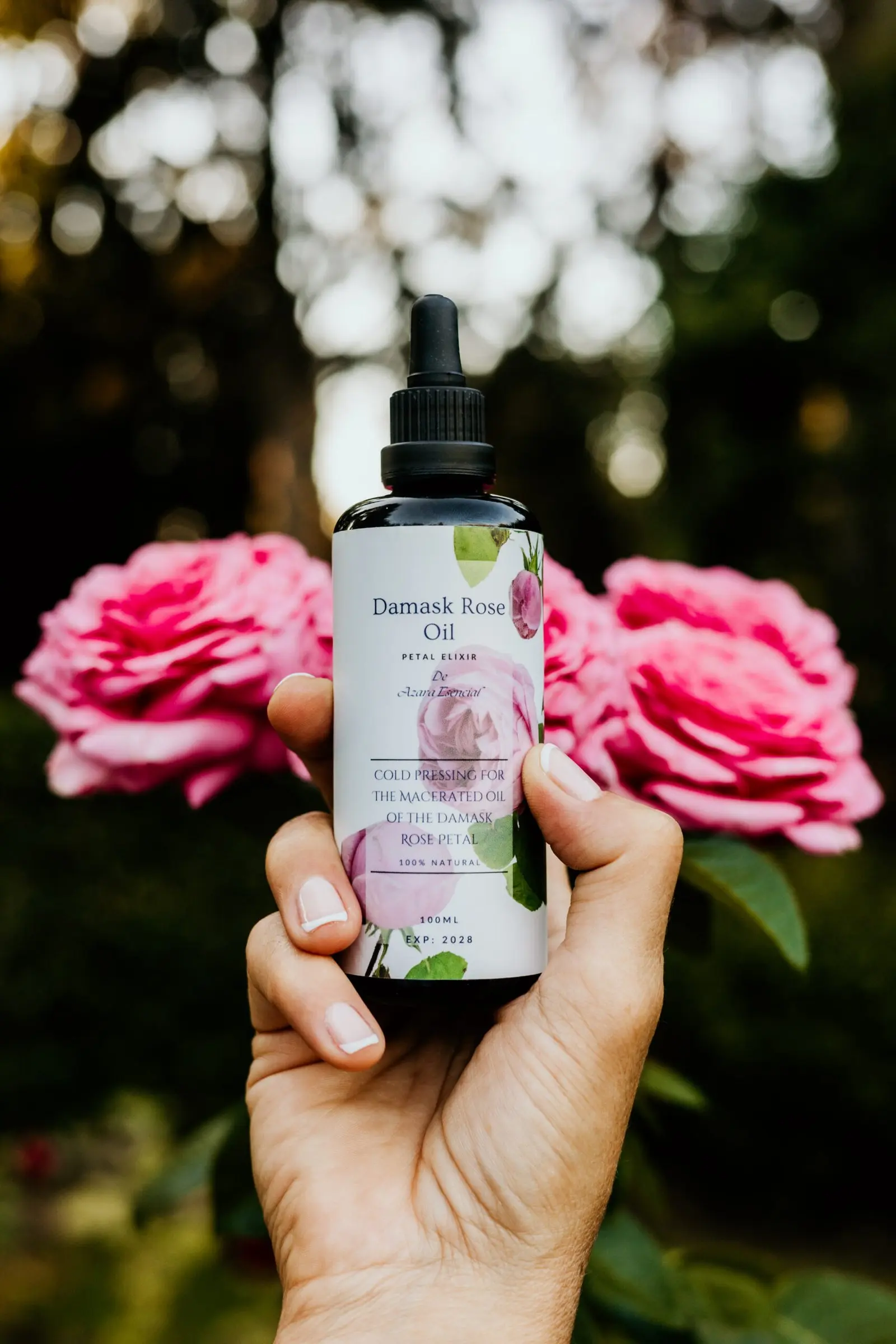 Damas rose oil BY azara natural professional shot for the product in the nature
