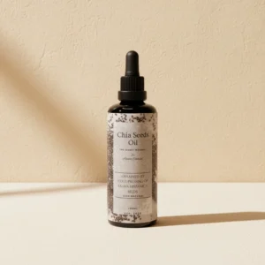 100ml black dropper of chia cold pressed unrefined oil with shea seeds