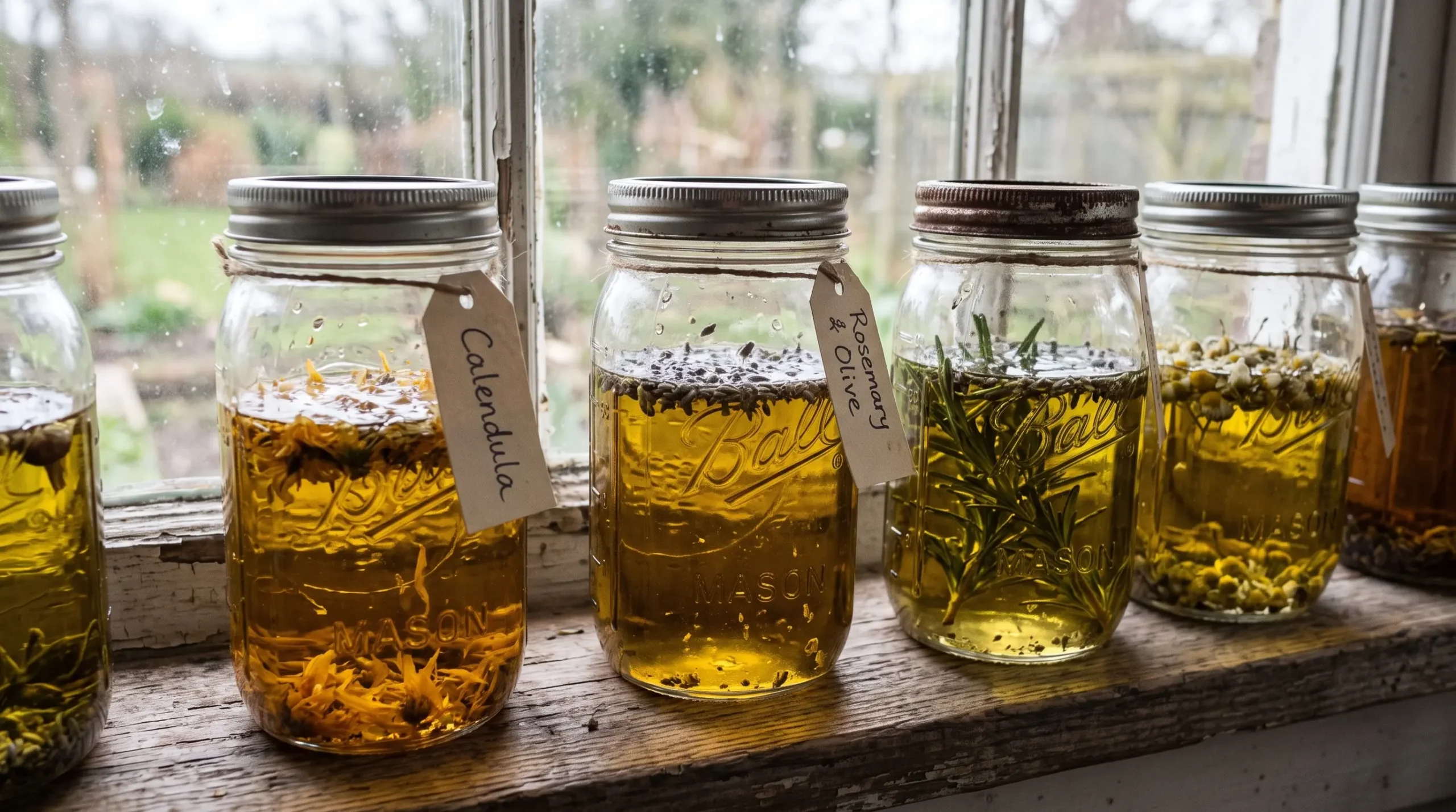 cinematic shot by Azara natural for some infused herbs in oils